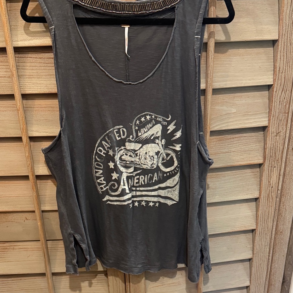 Free People Charcoal Graphic Muscle Tee